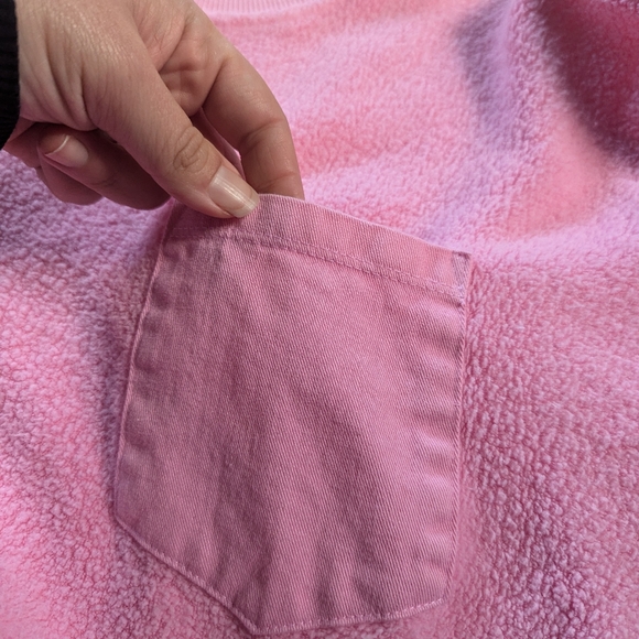 VTG OH BOY! Bubblegum Pink Crew Neck Sweater Women's Small Medium Cotton Pocket - Picture 10 of 10